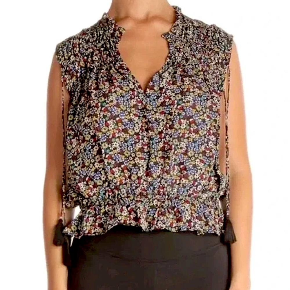Derek Lam 10 Crosby Silk Ditsy Floral Sleeveless Top Blouse Sz 12 Summer Boho